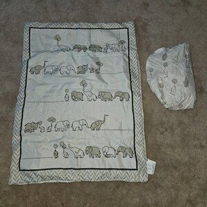 Manhattan Kids Elephant Balloons Comforter Crib Sheet Set White Gray Nursery